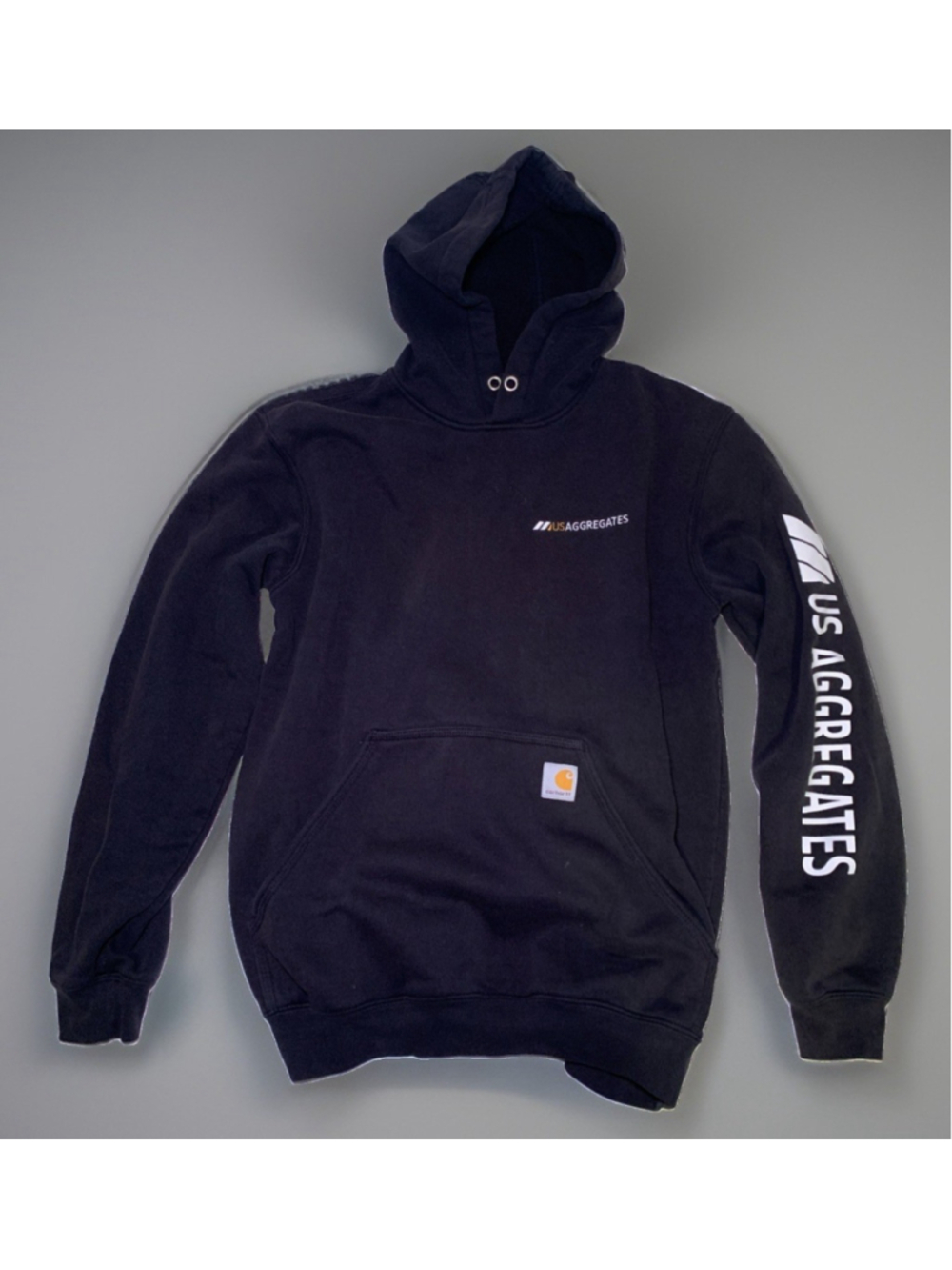 Carharrt US AGGREGATES Loose Fit Pullover Hoodie Black Size Small Workwear Pocke